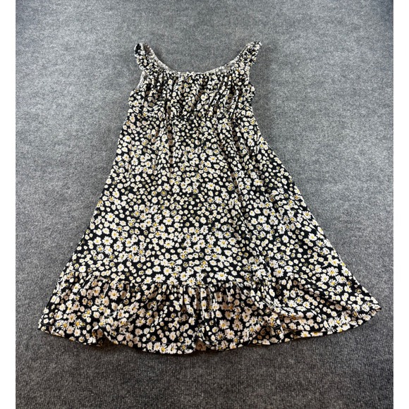 Vibe Sportswear Dresses & Skirts - Vibe Sportswear Black Daisy Floral Ribbed Ruffle Hem Mini Dress Size 2X